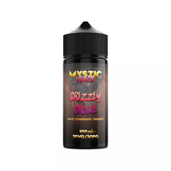 Mystic Juice 100ml Shortfill 0mg (70VG/30PG) GRIZZLY GROWL GRAPE STRAWBERRY SHERBET