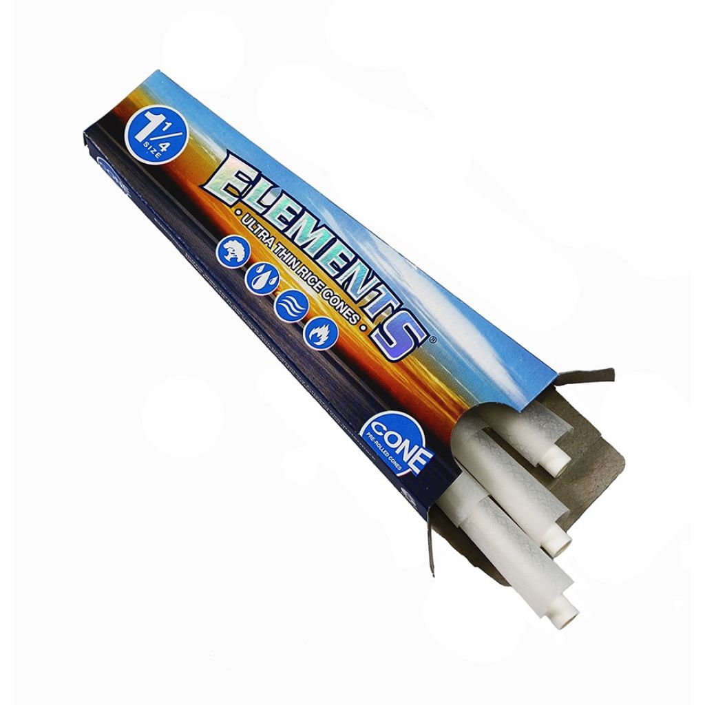 Elements | Kingsize BLUE Rice Paper Pre-Rolled Cones | 3 Cones Per Pack | 32 Packs Per Box