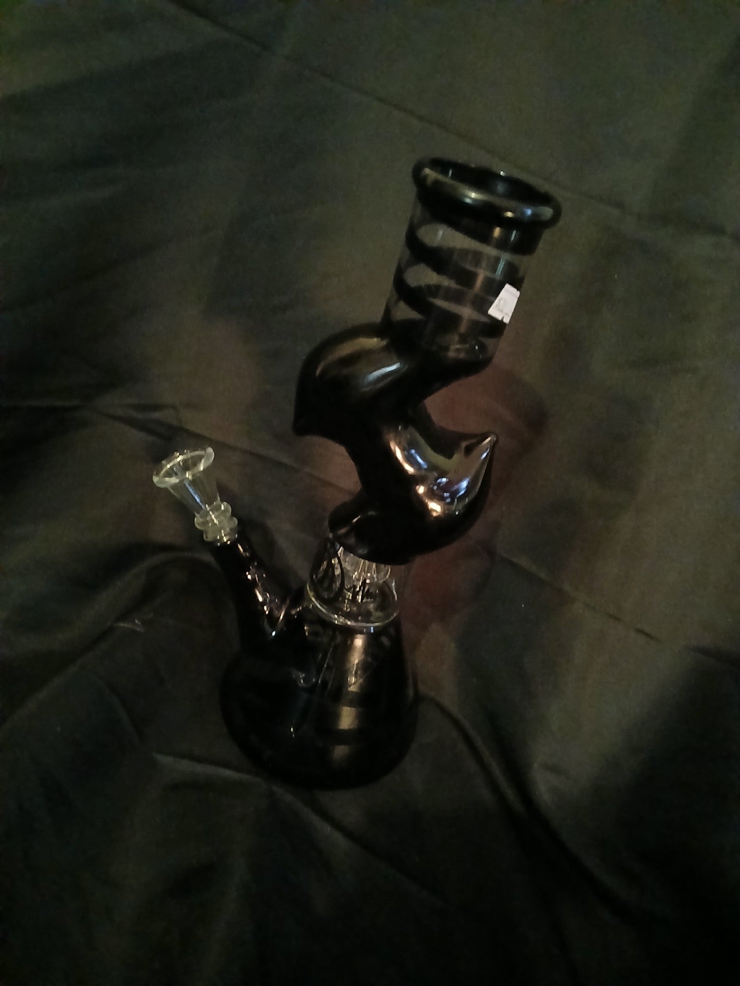 loud glass double kick back bong waterpipe black